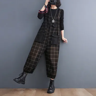 Korean Version Of The New Large Size Printing Check Denim Strap