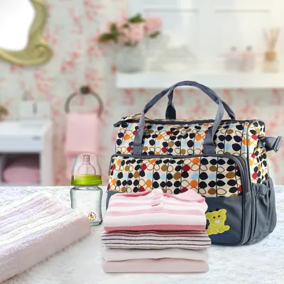 5PCS Per Set Baby Nappy Diaper Bags For Spring Travel Set Mummy Diaper Shoulder Bags WithNappy Changing Pad Insulated Pockets Travel Tote Bags For Mom Dad