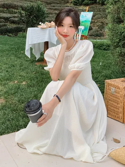 Fashionable French White Dress For Women