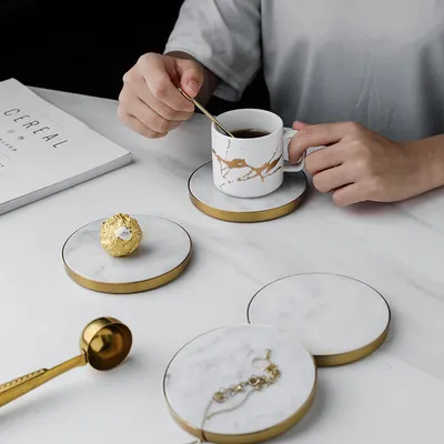 Ins Nordic Style Natural Marble Coaster Insulation