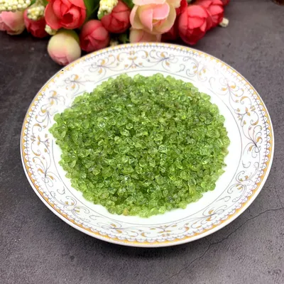 Natural Crushed Peridot Crystal Ornament Craft Accessories