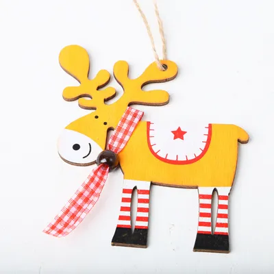 Wooden Crafts Pendants Custom Laser Cutting Christmas Decoration Wood Products Christmas Elk Pendants