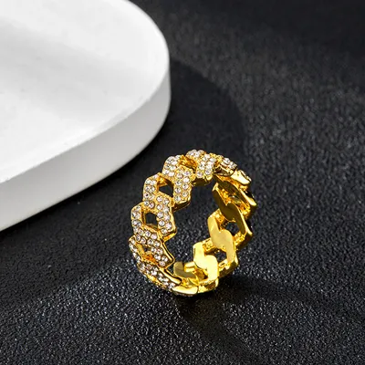 Diamond Shiny Ring 9mm Cuban Link Chain Ring