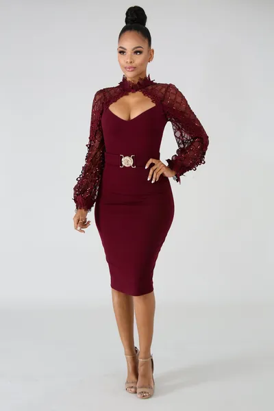 Lace Dress Bandage Sequins Women Overskirt