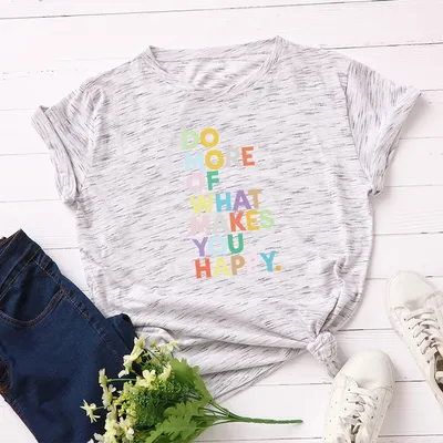 Women's Loose Round Neck Short-sleeved T-shirt With Letters