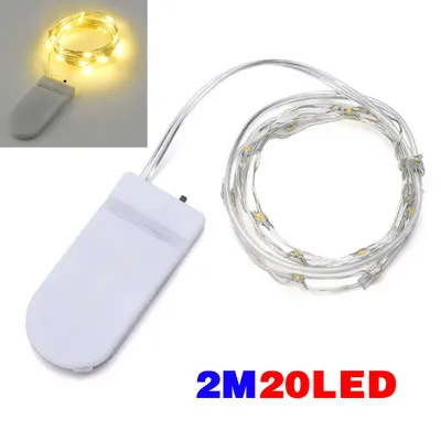 مجموعة من 6 مصابيح LED صغيرة تعمل بالبطارية، 20 مصباح LED، سلك نحاسي، سلسلة إضاءة خرافية، طول 2 متر