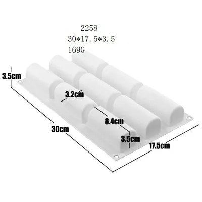 9 round semi-cylindrical long strip silicone cake mould