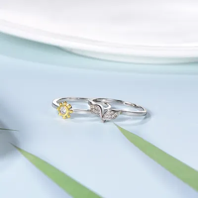 Fashion Personality S925 Sterling Silver Ring Sunflower