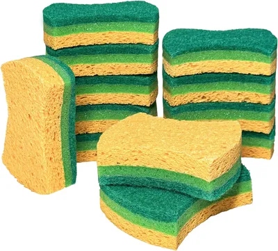 12 Pack Zero Scratch Scrub Sponges, 4 Pack, Non-Scratch Kitchen Sponges For Dishes And Cleaning