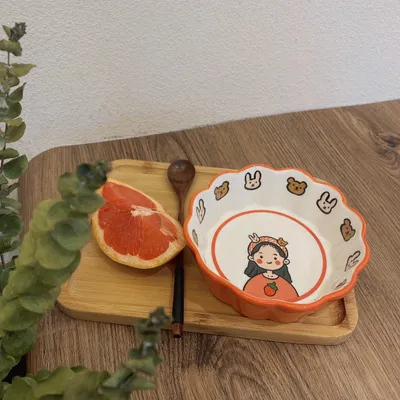 Ceramic Cartoon Cute Fruit Girl Salad Bowl