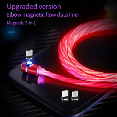 1m Elbow Streamer Data Cable Magnetic USB/Type C/Micro Cable Fast Chargeing Cable
