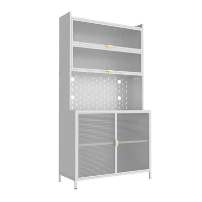 73'' Tall Kitchen Pantry Cabinet , 6 Level Flip Door With Pegboard Metal Pantry Storage Cabinet, Anti-Tip Design Hutch For Kitchen, Dining Room, Living Room White