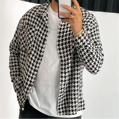 Men's Woolen Suit Jacket Loose Lapel