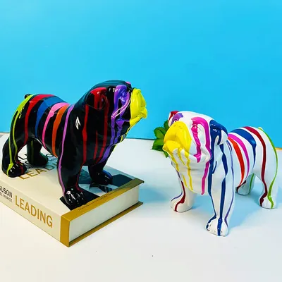 Creative Splash Color Walking Method Dog Fighting Resin Craft Ornament
