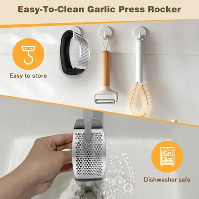 304 Stainless Steel Garlic Press Rocker  Ergonomic Garlic Mincer, Crusher, And Grinder With Comfortable Grip For Kitchen, Home, And Cooking