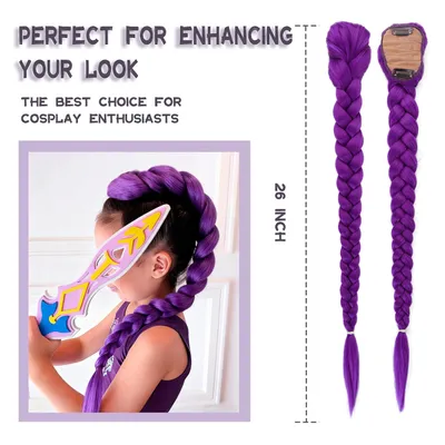 Clip-in Chunky Braided Ponytail Hair Extension, Colorful Synthetic Pre-braided Braid Hairpiece For Women