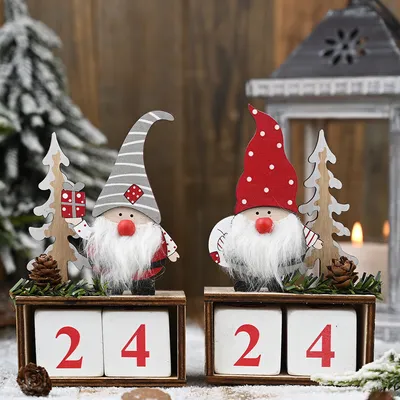 Christmas wooden pine cone calendar for the elderly