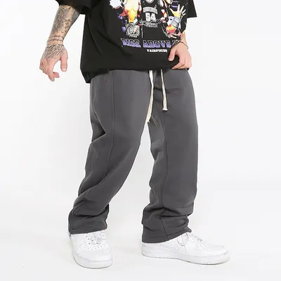 Euramerican High Street Ins Zipper Split Terry Loose Sports Casual Pants