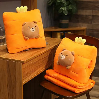 Cute Cartoon Fruit Dinosaur Plush Pillow Blanket Three In One