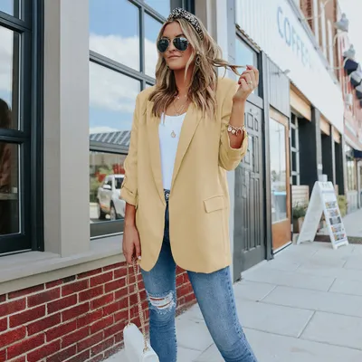 Pure Color Lapel Casual Fashion Small Suit
