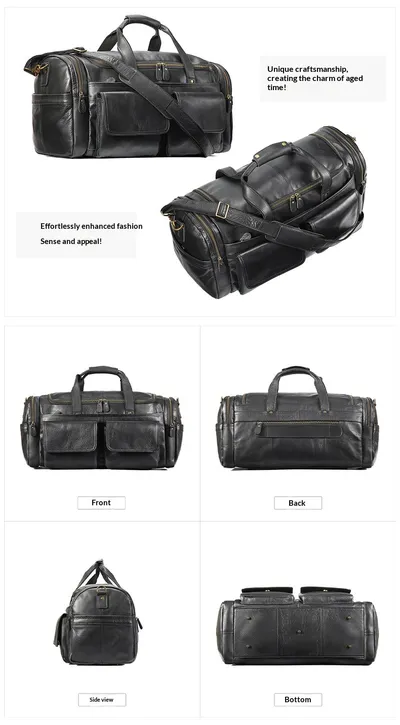 New Men's Genuine Leather Travel Bag, First-Layer Cowhide, Large Capacity Men's Handbag, Casual Travel And Business Trip Luggage Bag