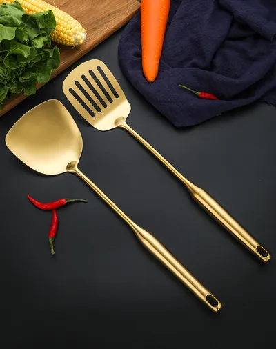 Stainless Steel Cooking Spoon Kitchenware Gift Set Custom Gilded