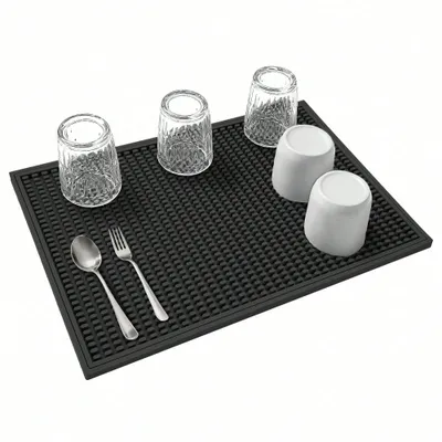 Set Of 2 18x12 Inch Heat Resistant Rubber Drying Mats, Multi Purpose Dish Draining Pads For Kitchen Countertops.