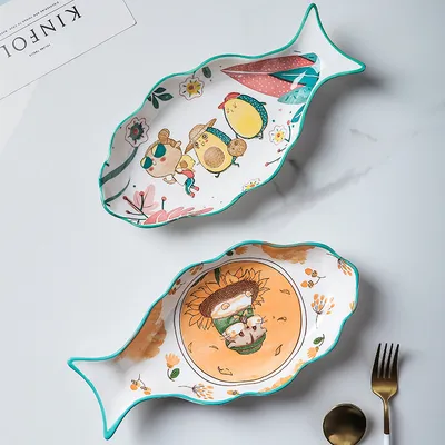 Home Large Nordic Steamed Fish Plate Microwave Available