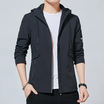 Men's Slim Fit Jacket Casual Trendy Elastic Hooded