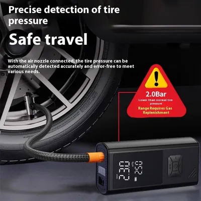 Portable Wireless Car Tire Inflator  Suitable For Cars, Motorcycles, Bicycles, And Sports Balls Features Digital Pressure Gauge, Auto-Shutoff, Faster Inflation, Self-pickup Only