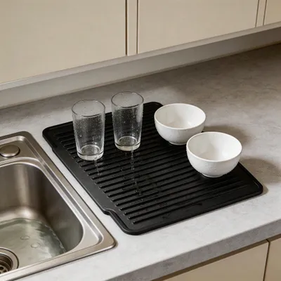 Non Slip Large Silicone Dish Draining Mat, Heat Resistant Sink Liner Countertop Trivet For Kitchen Dishes, Cookware Utensils.