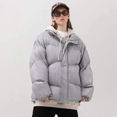 Thickened Cotton Padded Men's Plain Pleated Bread Jacket