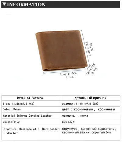 Horse Leather Men Wallet Leather Wallet Men Ultra-Thin Casual Short Wallet