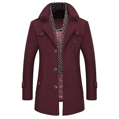 Middle-aged men's woolen coat mid-length