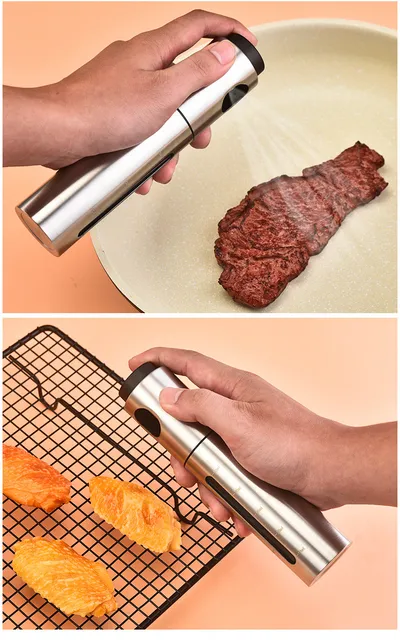 Stainless Steel Oil Sprayer Bottle - Household Press-Type Atomizing Oil Sprayer, Olive Oil Bottle, Kitchen Barbecue Oil Sprayer Pot