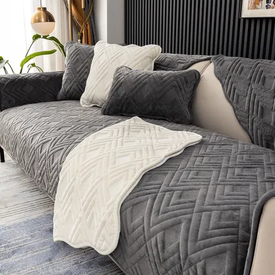 Home Fashion Simple Short Plush Sofa Cover