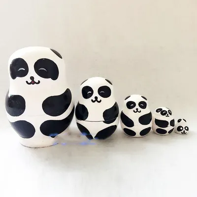 Five-layer Panda Matryoshka Wooden Toy Craft