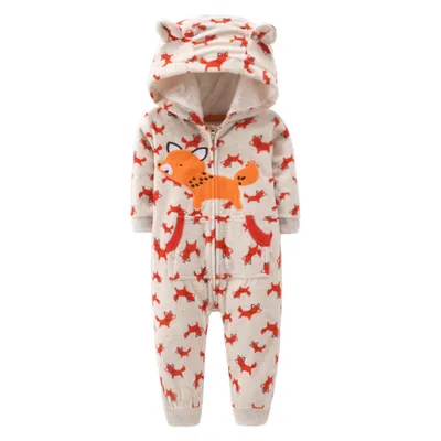 Baby Fleece Long Sleeve Hooded Bodysuit