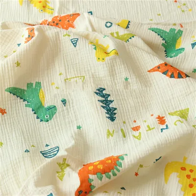 Home Fashion Fabric Double Cotton Crepe Dinosaur