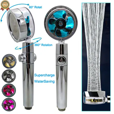 Shower Head Water Saving Flow 360 Degrees Rotating With Small Fan ABS Rain High Pressure Spray Nozzle Bathroom Accessories