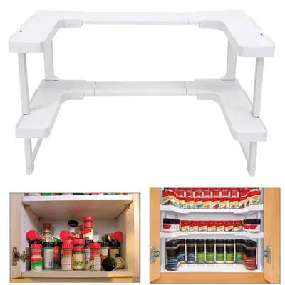 Adjustable Spice Shelf Kitchen Storage Rack Holder 2 Layer Spice Stand