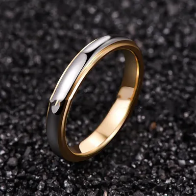 Men's And Women's Fashion Gold And Silver Two-color Tungsten Steel Ring