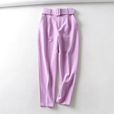 European And American Women's Clothing Plus Color With Belt Pants