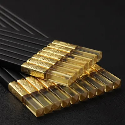 New Household Alloy Chopsticks Amber Gold Resistant To High Temperature