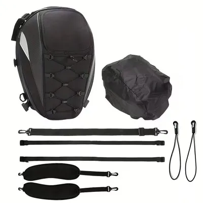 Motorcycle Rear Seat Tail Bag Motorbike Luggage Helmet Storage Backpack Grey