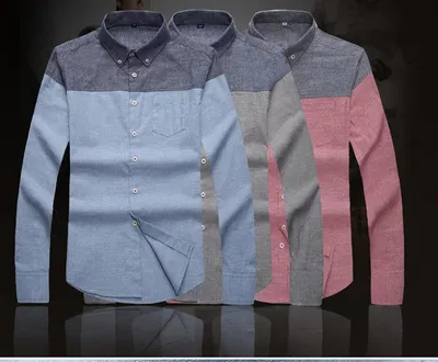 Men's long sleeve shirt with button collar