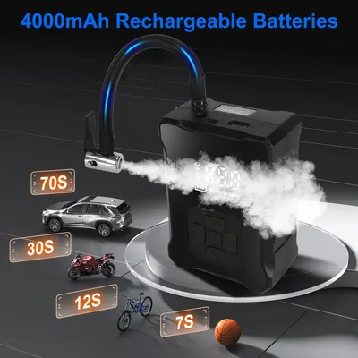 1Pc 150PSI Cordless Tire Inflator Digital Air Compressor With LED Light Emergency Power Bank For Cars Motorcycles Bicycles Balls