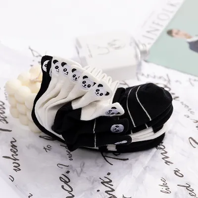Short Socks Thin Cotton Heel Embroidered Giant Panda Socks Children