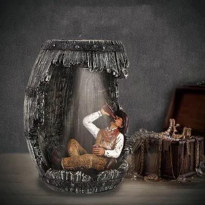 Retro doll wine barrel led light