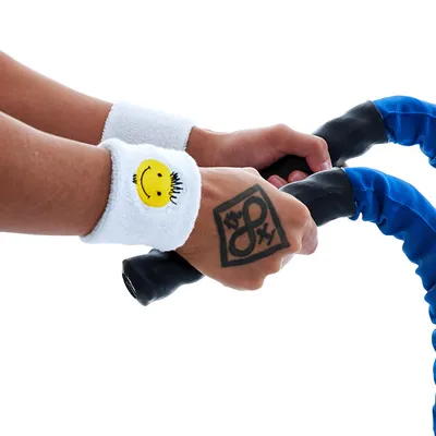 Male white smiley sports wrist brace